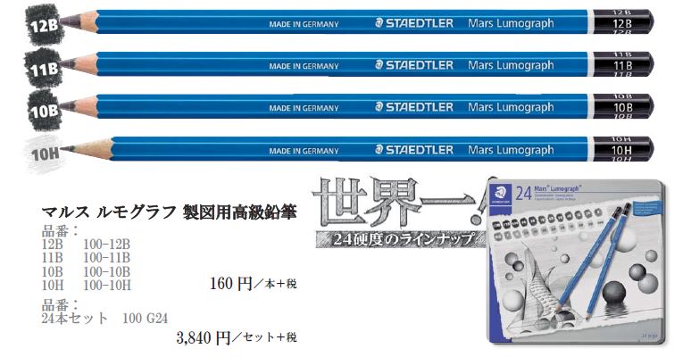 【新製品】100 マルス ルモグラフ 製図用高級鉛筆 世界一の全24硬度へ